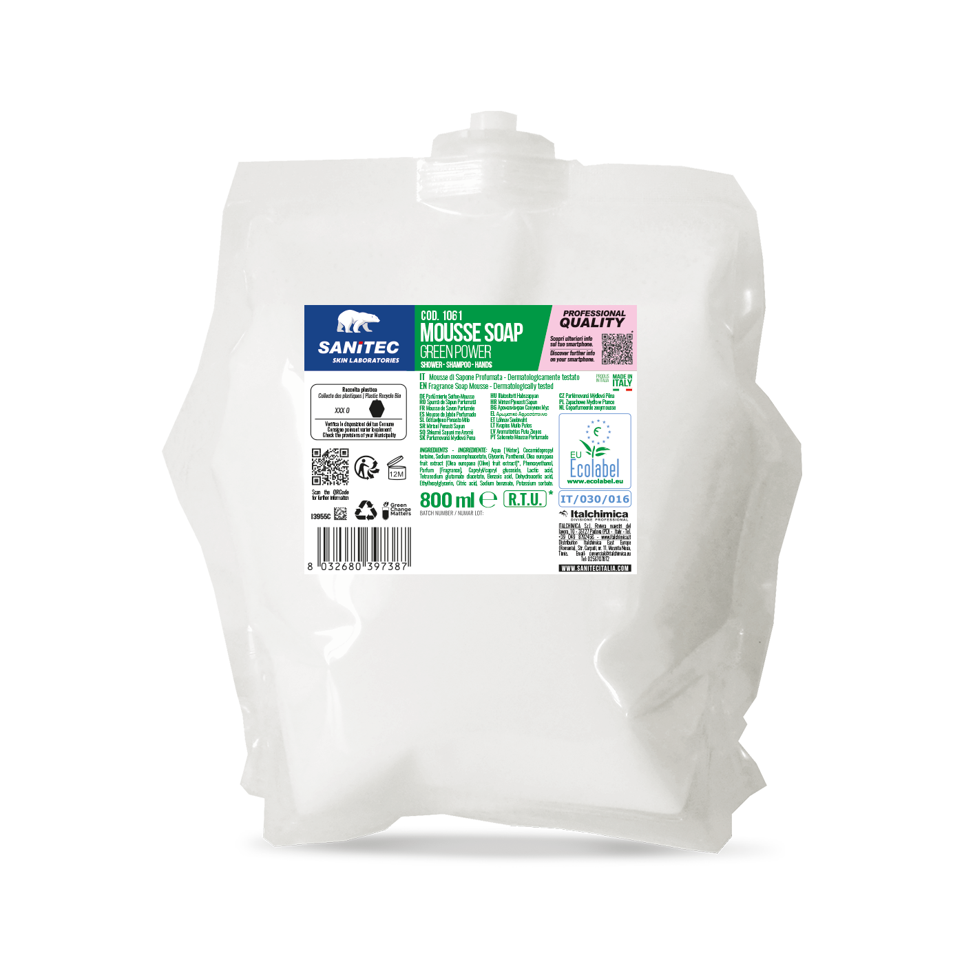 MOUSSE SOAP GREEN POWER - 6 pz x 800 ml