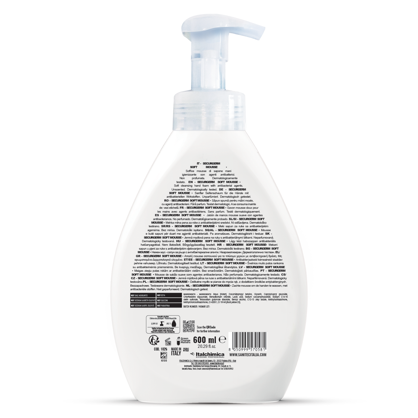 SECURGERM SOFT MOUSSE - With antibacterial agents - 6 pcs x 600 ml