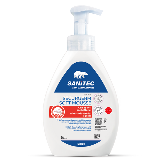 SECURGERM SOFT MOUSSE - Con agenti antibatterici - 6 pz x 600 ml
